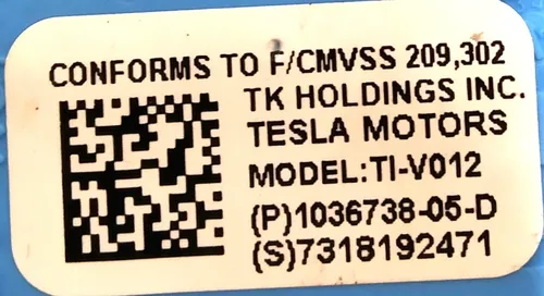 2 Sikkerhedssele foran højre (passager) (BLK) Tesla model X 1036738-05-E