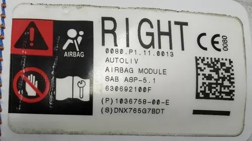 Подушка безпеки пасажирського сидіння Tesla model S REST 1036758-00-E