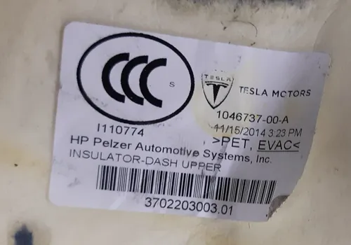 Varme- og støjisolator til frontmotor, øverste bageste Tesla model S, model S REST 1046737-00-A