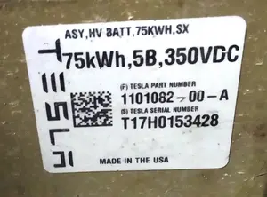 1 Tesla 모델 S REST 모듈이 없는 주 배터리 표준 이하 75kWh SX, Tesla 모델 X 1106362-01-B