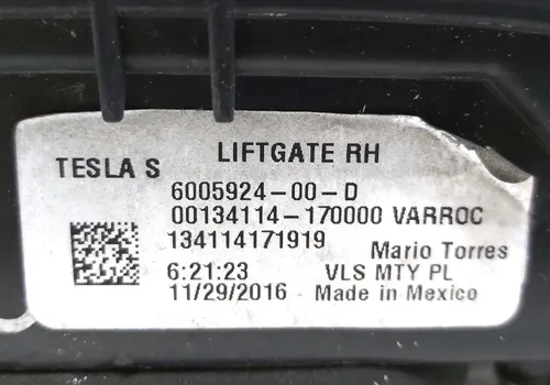 Éclairage intérieur droit (USA) Tesla model S, model S REST 6005924-00-E
