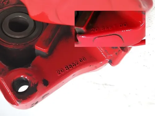 Brzdový třmen zadní pravý BREMBO PERF (ITALY) červený Tesla Model S, Model S REST, Model X 1078542-01, 1007889-01